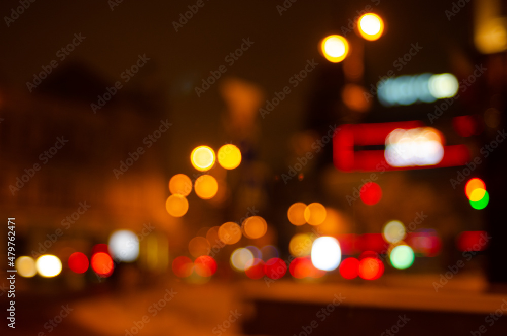 blurred view of city street lights blurred view of city street lights