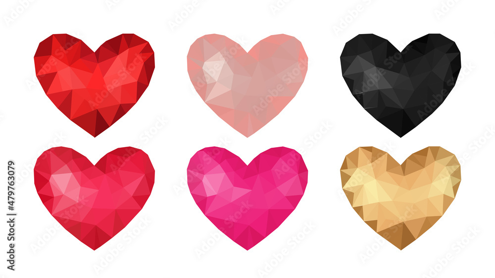 Vector hearts icons set. Vector illustration.3d hearts