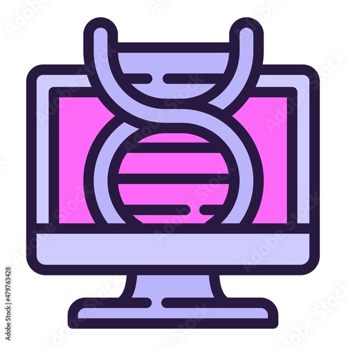 Dna monitor icon outline vector. Lab bio. Genetic rna