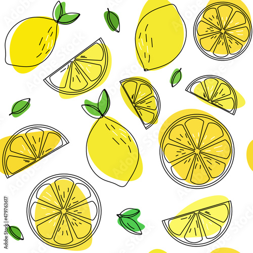 seamless vector pattern with lemons fruit background poster