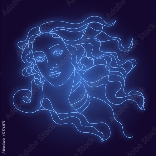woman face with hair venus neon silhouette