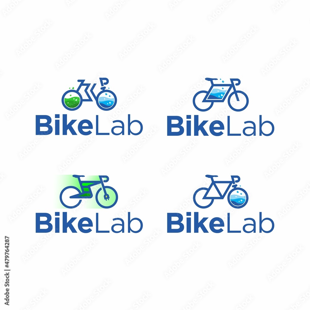 Fototapeta premium bicycle vector logo with laboratory theme