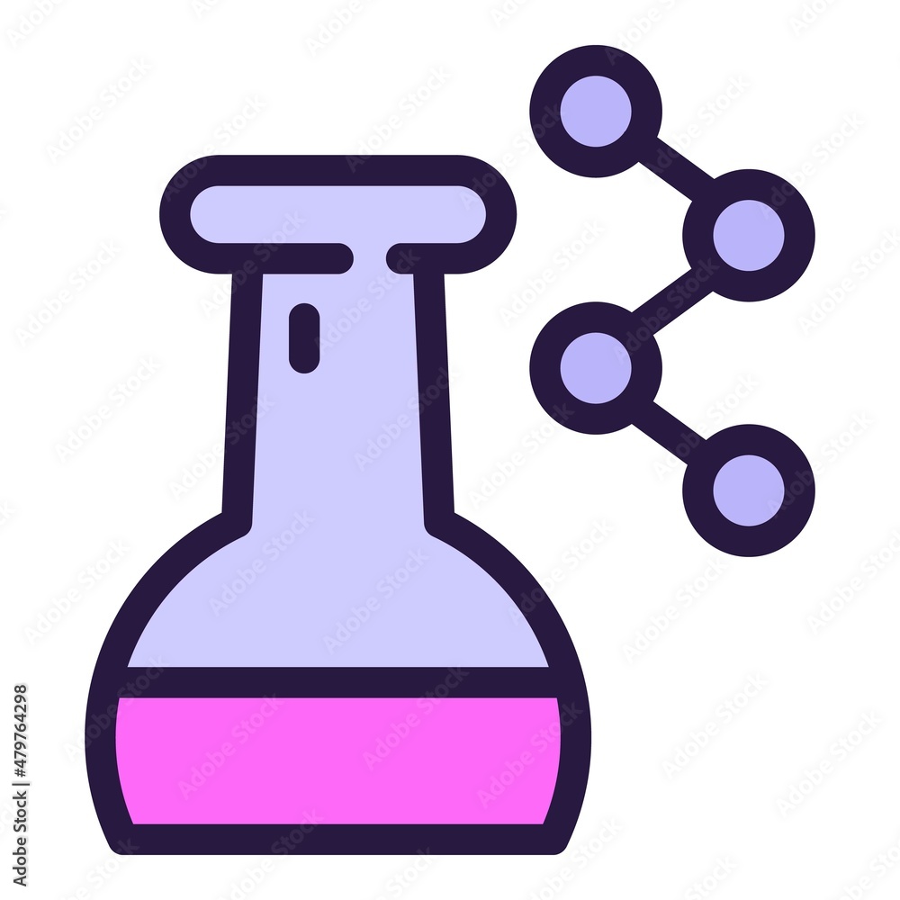 Chemical flask icon outline vector. Human biology. Lab experiment Chemical flask icon outline vector. Human biology. Lab experiment