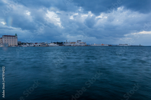 Evening view of boats in Split, Croatia