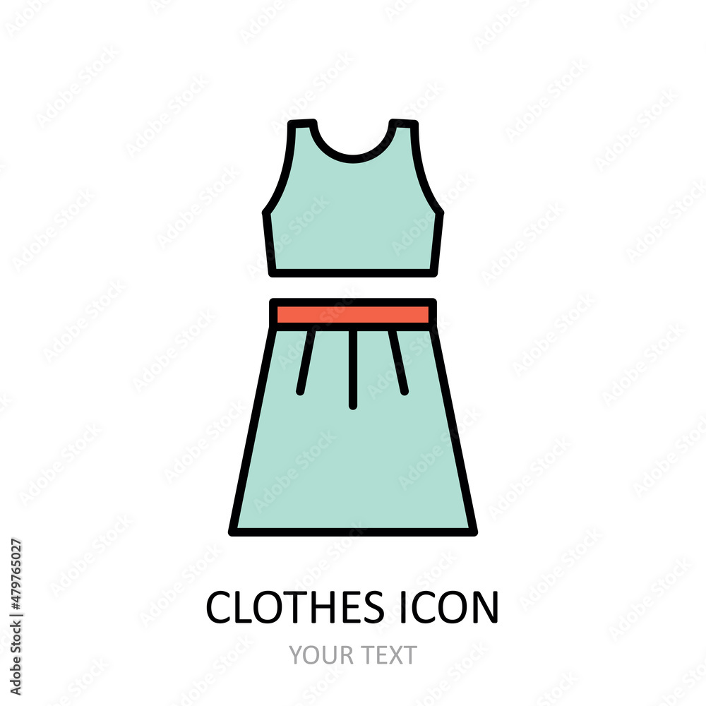 Vector illustration with sportswear icon. Outline drawing. Vector illustration with sportswear icon. Outline drawing.