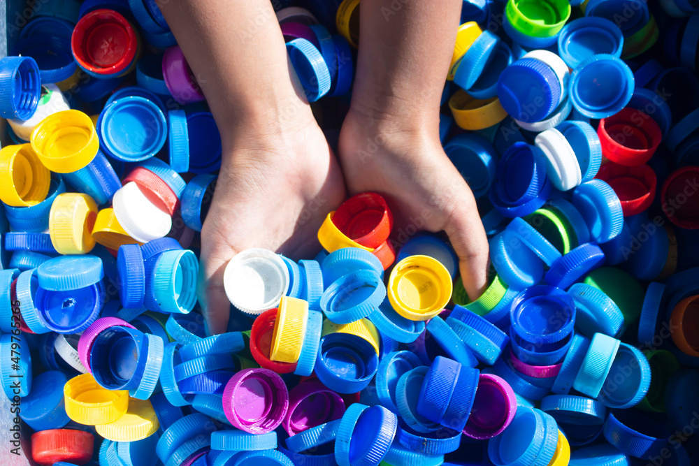 Plastic Bottle Cap Lid background material can be recycled Remove the