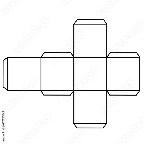 paper cube template on white background. trim scheme sign. prism trim scheme symbol. flat style.