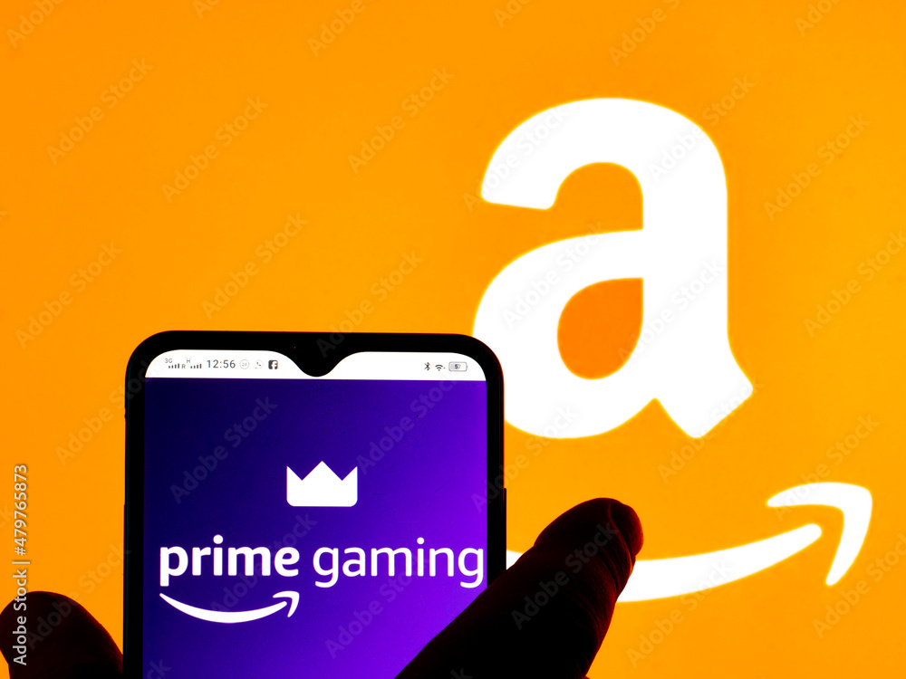 In this photo illustration Amazon Prime Gaming logo seen displayed on a
