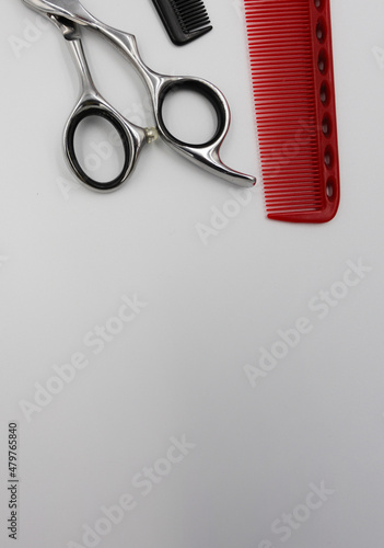 set of professional stylist tools on a light background