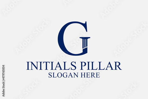 Obraz na płótnie legal pillar logo, initials g. premium vector w salonie