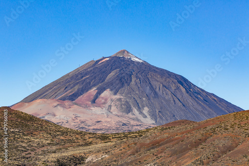 Teide mountain on Tenerife with blue sky and cable car