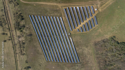 Obraz na płótnie Photovoltaic farm on the Oder river in north-west Poland. w salonie