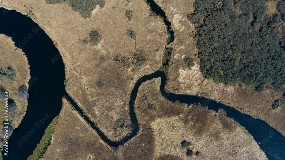 The oxbow lakes of the Odra River near the Kamieniec in Poland