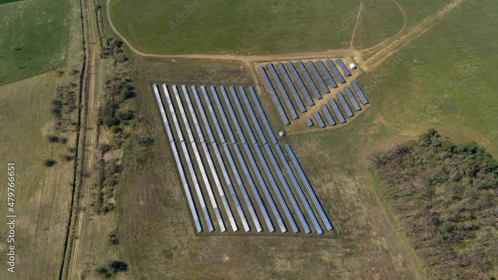 Photovoltaic farm on the Oder river in north-west Poland.