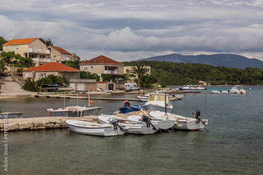 Boats in Lumbarda village on Korcula island, Croatia