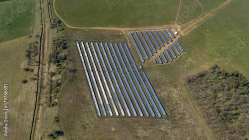 Obraz na płótnie Photovoltaic farm on the Oder river in north-west Poland. w salonie