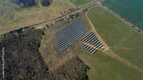 Obraz na płótnie Photovoltaic farm on the Oder river in north-west Poland. w salonie