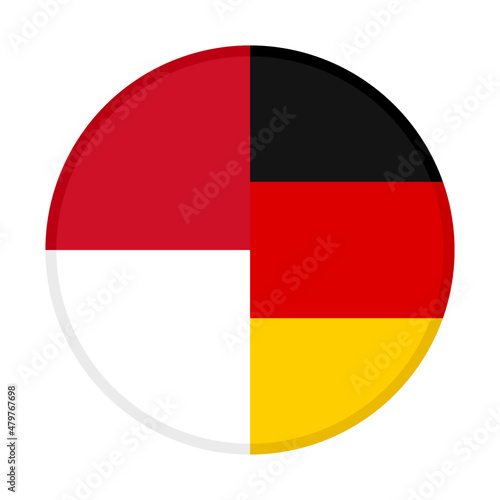 round icon with indonesia and germany flags. vector illustration isolated on white background