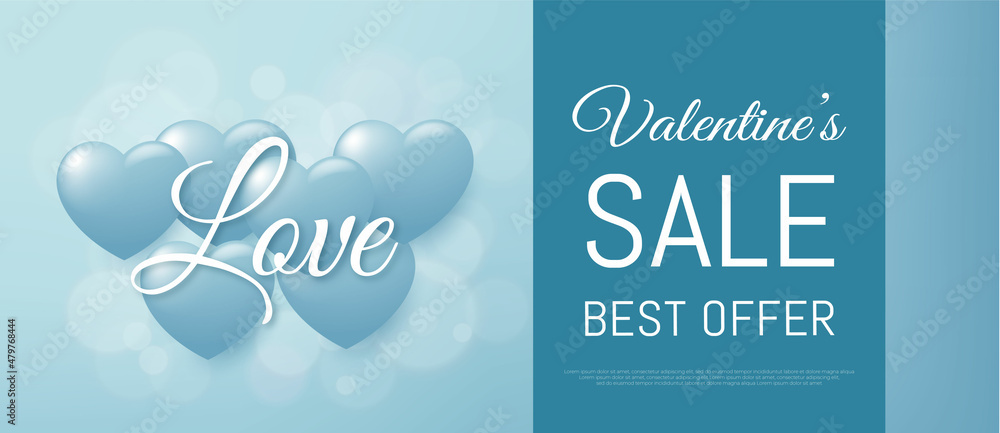 Valentine's day sale banner template with a heart shape balloons decoration Valentine's day sale banner template with a heart shape balloons decoration