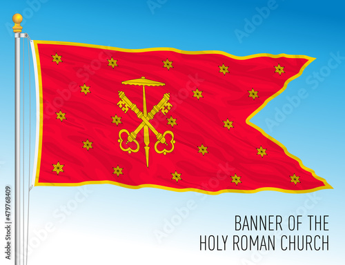 Holy Roman Church historical flag, old italian country, vector illustration photo