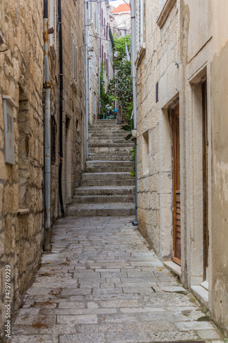 Narrow alley in Korcula town  Croatia