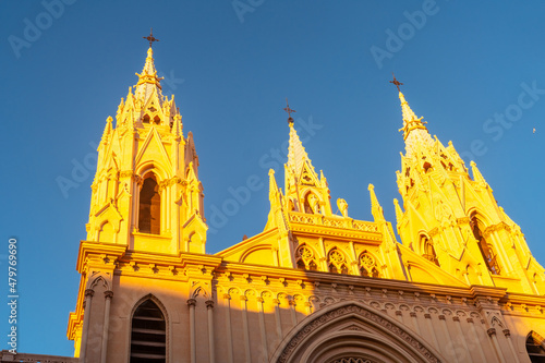 Sunset in the beautiful church of the city of Malaga, Andalusia. Church of San Juan Bautista
