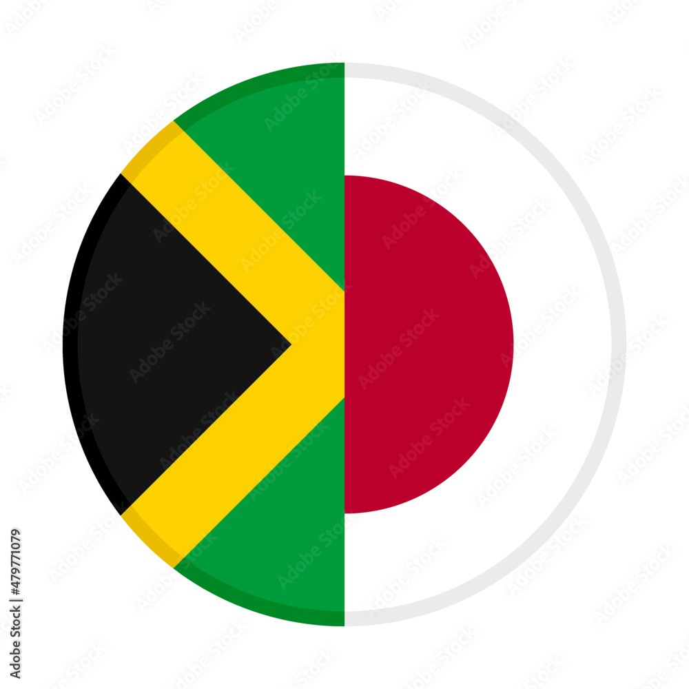 Fototapeta premium round icon with jamaica and japan flags. vector illustration isolated on white background