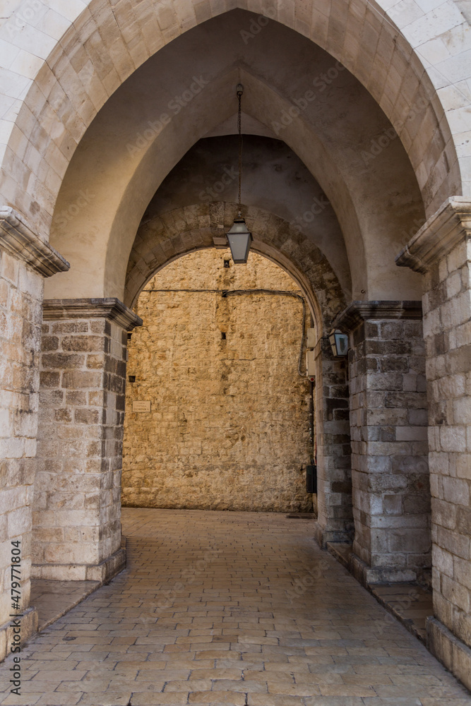 Old gate in the old town of Dubrovnik, Croatia