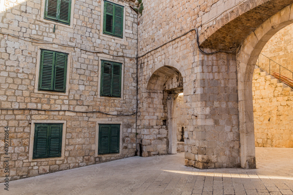 Stone gate in the old town of Dubrovnik, Croatia