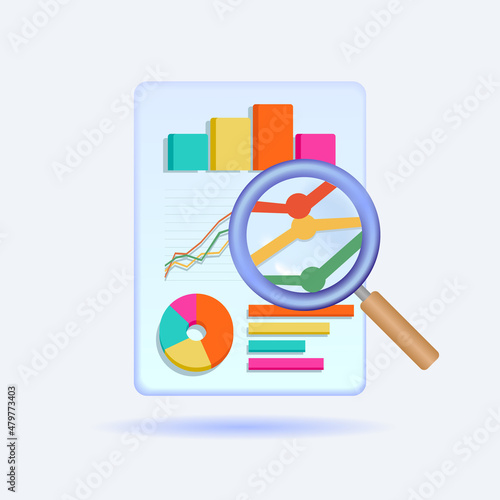 technical analytic. busniness graph analysis. zoom magnifying  view of graphic chat. icon vector illustration photo