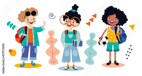 Set Of Various Teen College Students