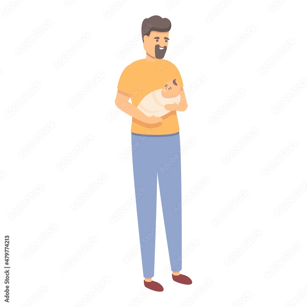 Dad with baby icon cartoon vector. Parent with infant. Born son