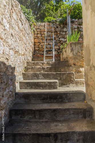 Narrow stairs in Dubrovnik, Croatia