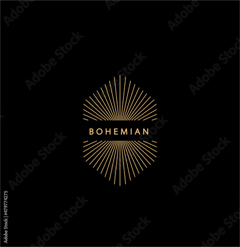 Logo in a modern style. Vector linear icon. Boho characters - sun logo design templates - abstract design elements for decoration in modern minimalist style for social media posts, stories.
