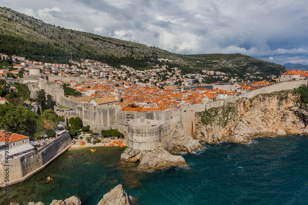 Aerial view of the old town in Dubrovnik, Croatia