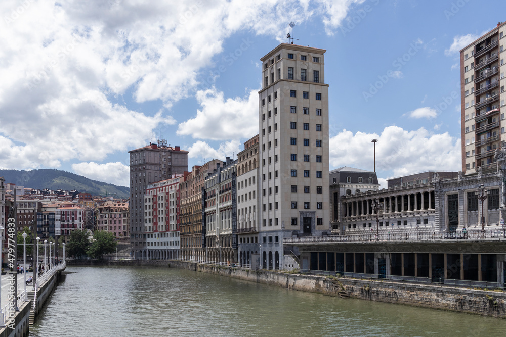 estuary of the nervion as it passes through Bilbao in the north of Spain