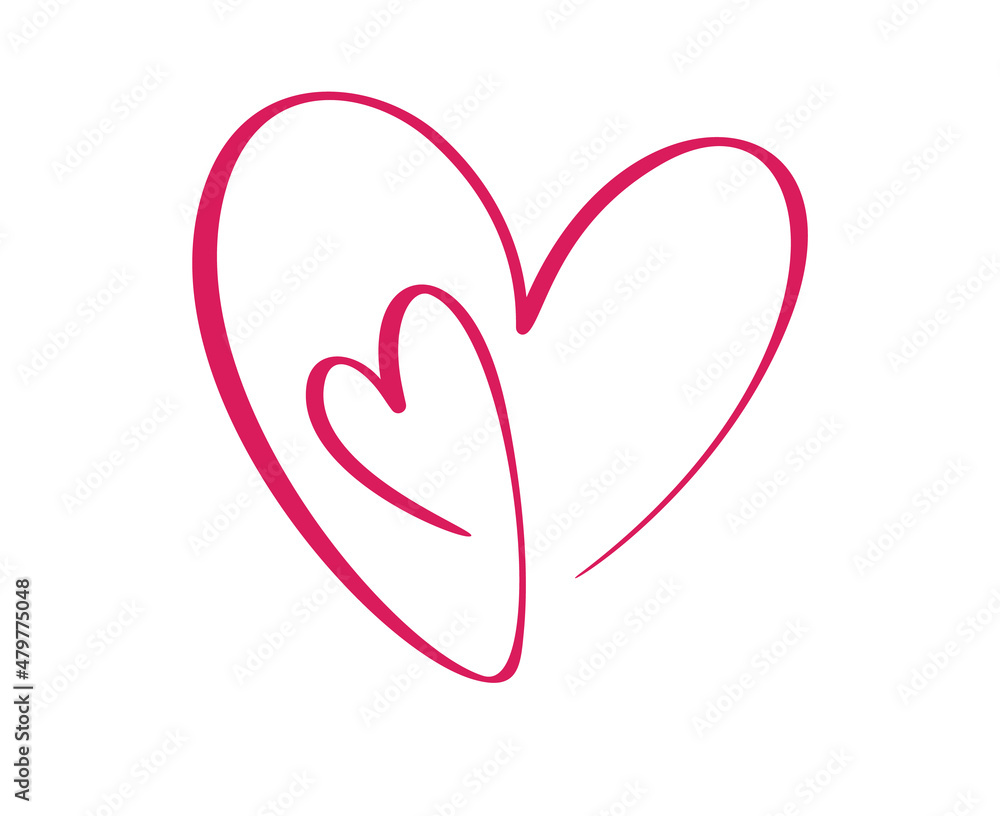 Red calligraphy two lovers heart. Hand drawn vector valentine day. Decor for greeting card, mug, photo overlays, t-shirt print, flyer, poster design Red calligraphy two lovers heart. Hand drawn vector valentine day. Decor for greeting card, mug, photo overlays, t-shirt print, flyer, poster design