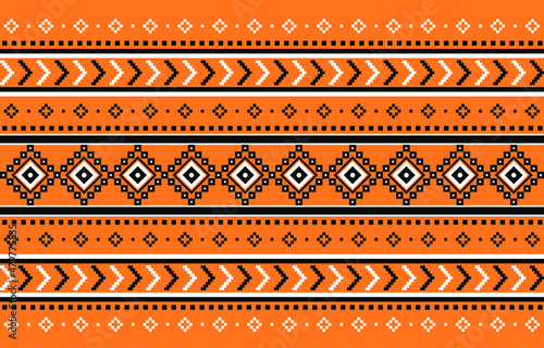 Geometric ethnic oriental seamless pattern traditional Design for background,carpet,wallpaper.clothing,wrapping,Batik fabric,Vector illustration.embroidery style - Sadu, sadou, sadow or sado