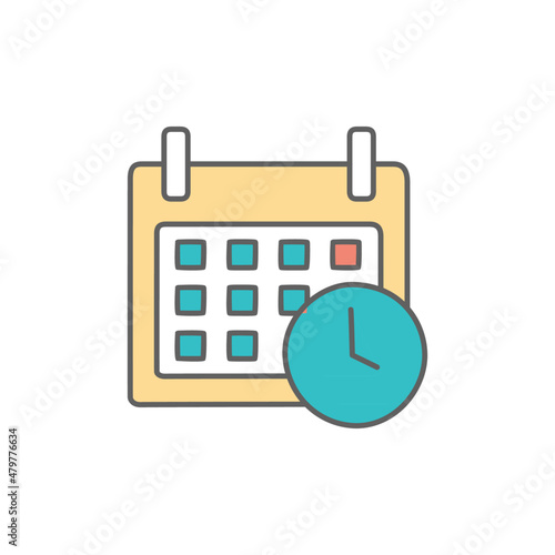 Schedule Icon in color icon, isolated on white background 