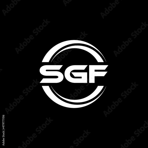 SGF letter logo design with black background in illustrator, vector logo modern alphabet font overlap style. calligraphy designs for logo, Poster, Invitation, etc.