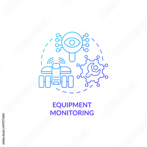 Equipment monitoring blue gradient concept icon. Measuring state of crop growth abstract idea thin line illustration. Isolated outline drawing. Roboto-Medium, Myriad Pro-Bold fonts used