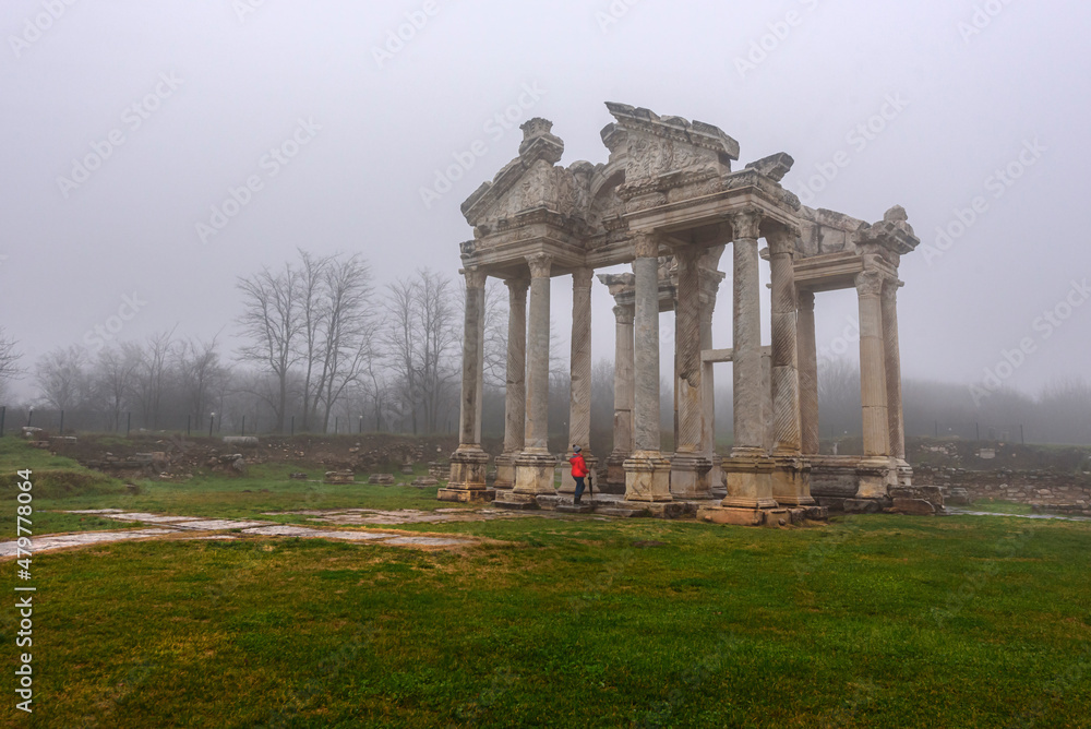 ancient city of aphrodisias on a rainy day