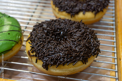 chocolate donut on a plate