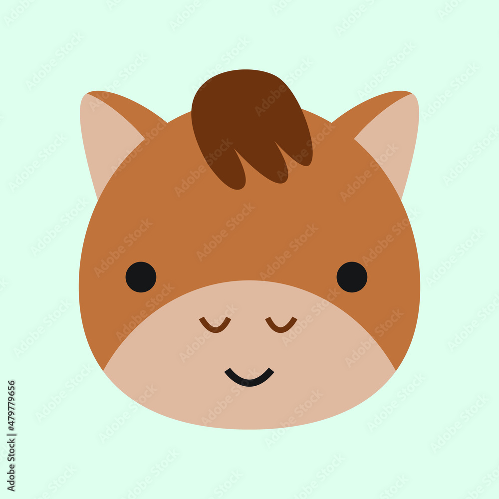 the horse head in a cute illustration style. a collection of animal cartoons in a vector graphic. a funny element decoration in a flat drawing. the horse head in a cute illustration style. a collection of animal cartoons in a vector graphic. a funny element decoration in a flat drawing.