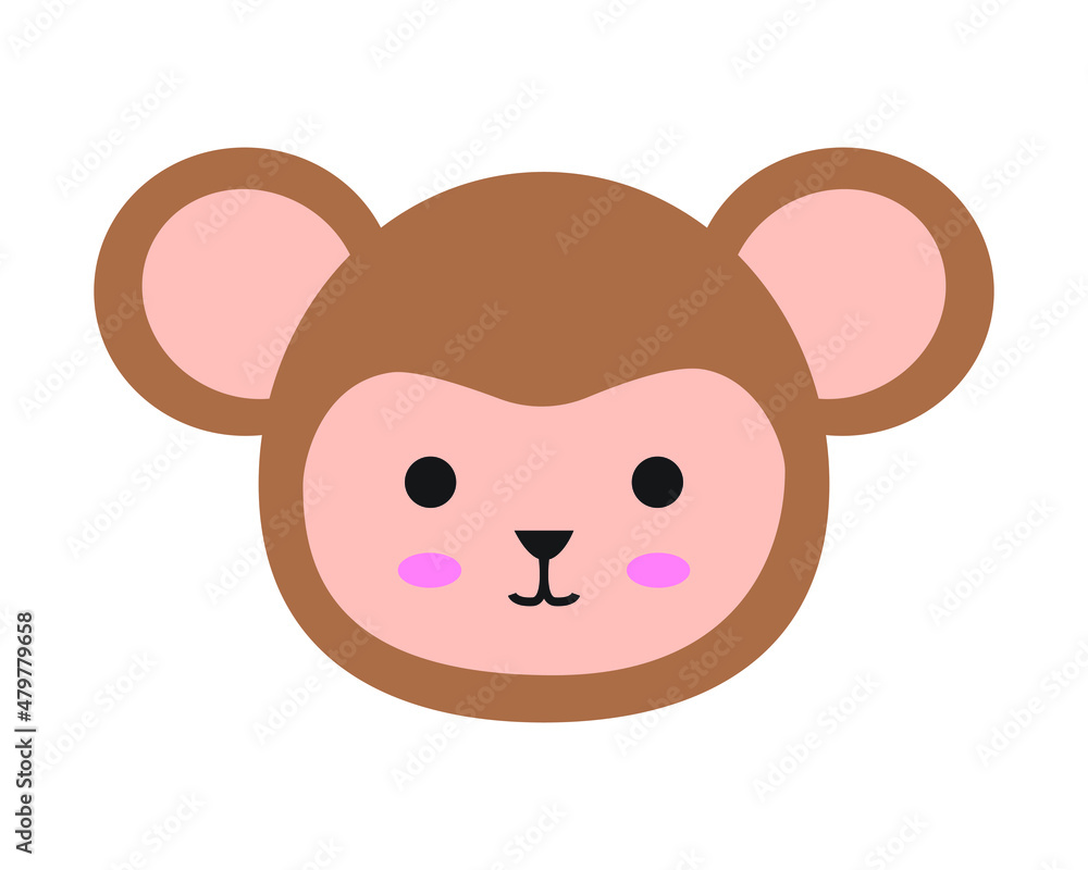 the monkey head in a cute illustration style. a collection of animal cartoons in a vector graphic. a funny element decoration in a flat drawing. the monkey head in a cute illustration style. a collection of animal cartoons in a vector graphic. a funny element decoration in a flat drawing.