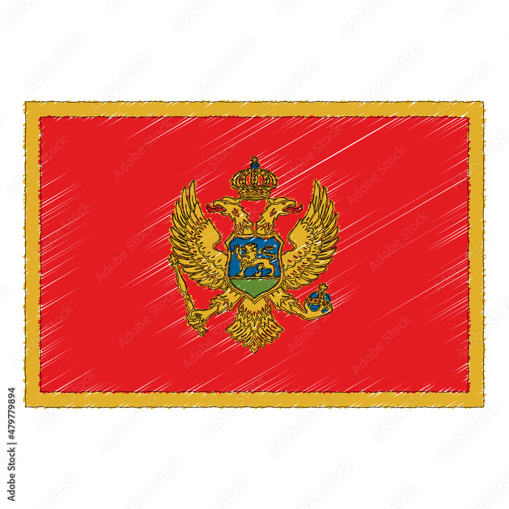 Hand drawn sketch flag of Montenegro. doodle style icon Hand drawn sketch flag of Montenegro. doodle style icon