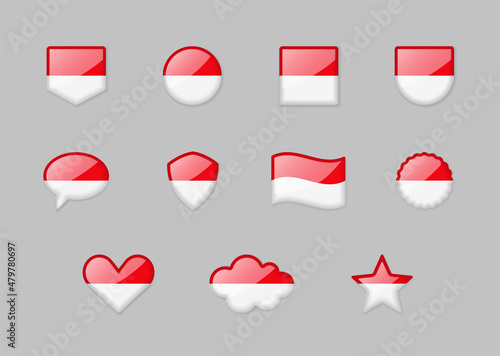 Free Download Indonesia - set of shiny flags of different shapes. - GFXLoad