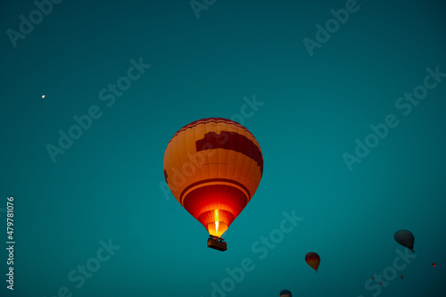 Hot Air Balloon. Fired burner Hot air balloon on the air in Cappadocia