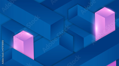Elegant block shiny purple on blue Abstract Design Background