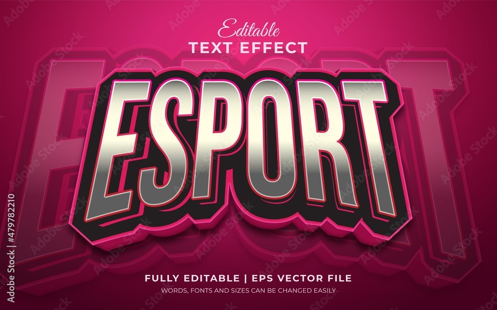 Esport logo team in 3d editable text effect